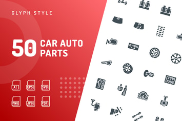 Car Auto Parts Glyph Icons