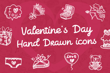 Valentine's Day Hand Drawn Icons + BONUS