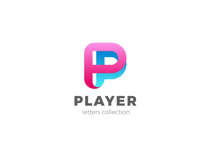 Letter P Logo design 3D Ribbon style