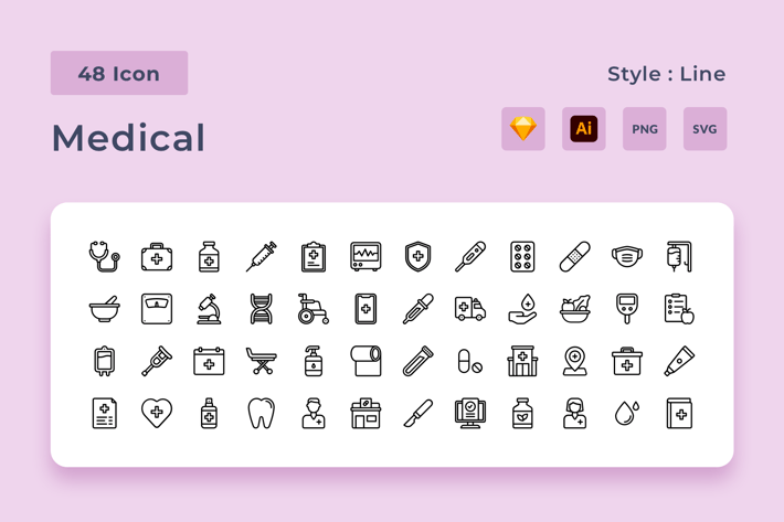 Health Line Style Icon Pack