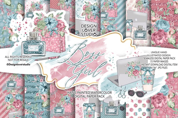 Boss Girl digital paper pack