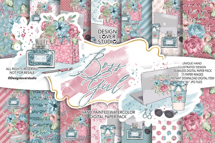 Boss Girl digital paper pack