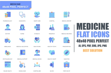 Simple Set Healthcare and Medical Flat Icons