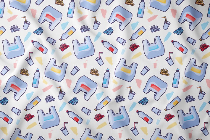 Plastic Waste Seamless Pattern