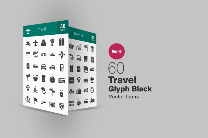 60 Travel Glyph Icons