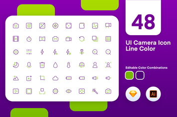UI Camera Icon Line Color 
