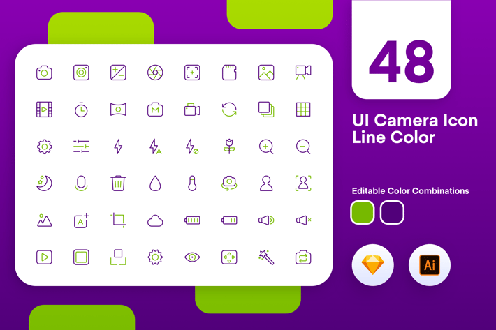 UI Camera Icon Line Color 