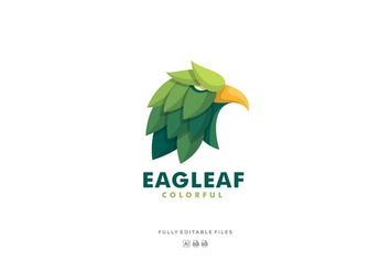 Eagle with Leaves Colorful Logo