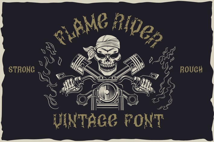 Flame rider - vintage font
