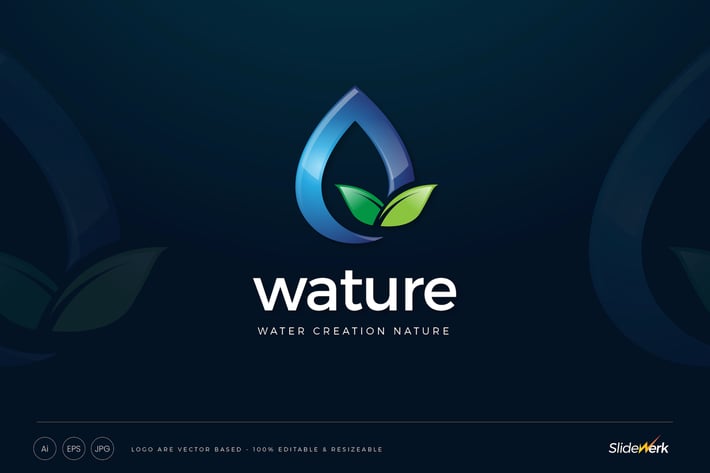 Water Drop Nature Leaves Logo Template