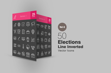 50 Elections Line Inverted Icons