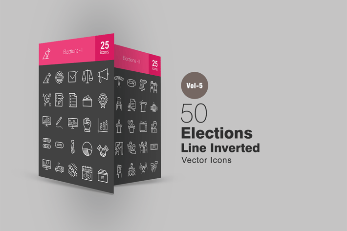 50 Elections Line Inverted Icons