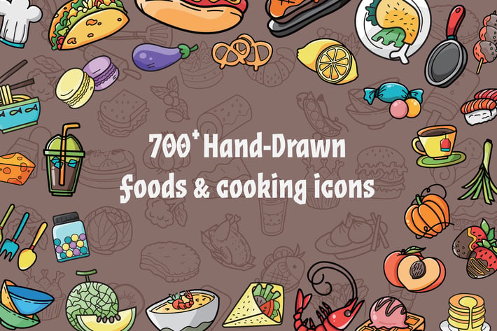 700 Food Cooking Hand Drawn Icons