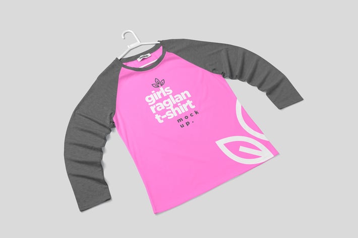 Girls Raglan Full Sleeve Tee Mockups