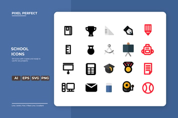 School Icon - 5 styles