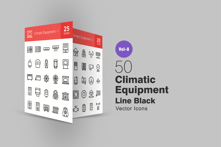 50 Climatic Equipment Line Icons