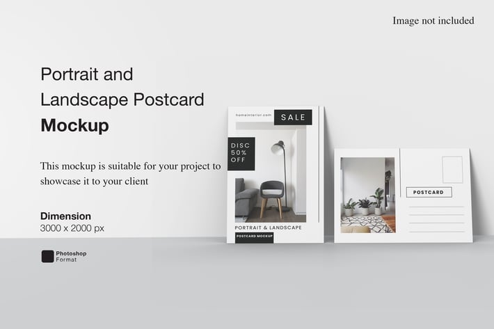 Portrait and Landscape Postcard Mockup