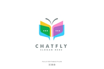 Chat and Butterfly Colorful Logo Template