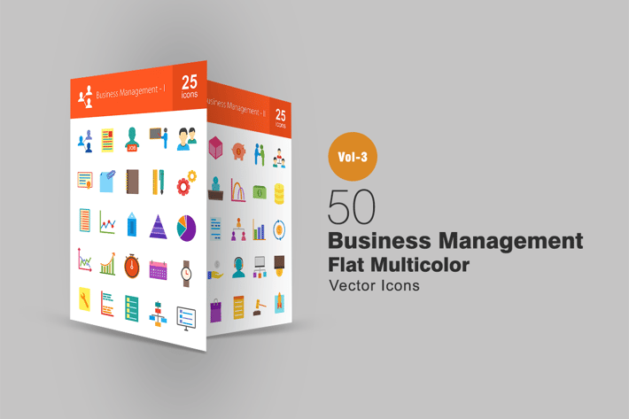 50 Business Management Flat Multicolor Icons