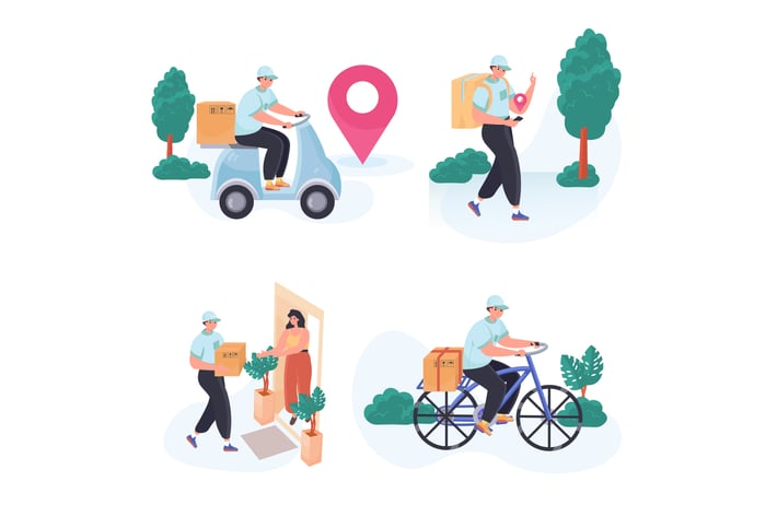 Delivery Service Concept Scenes Set