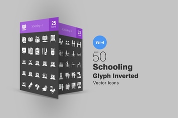 50 Schooling Glyph Inverted Icons