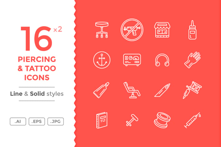 Tattoo And Piercing Icons