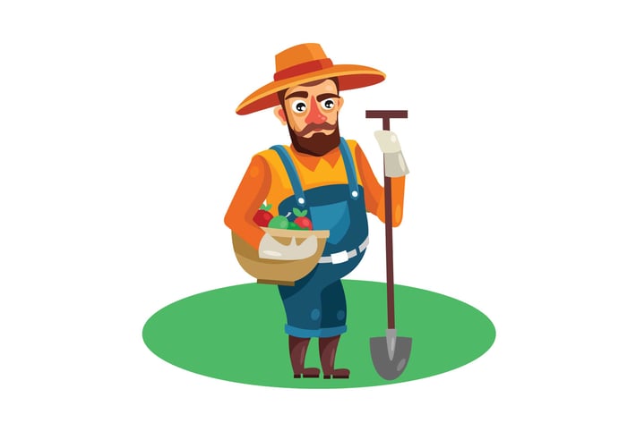 Farmer in Field Vector Illustration