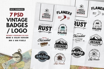 7 Vintage Badges / Labels 