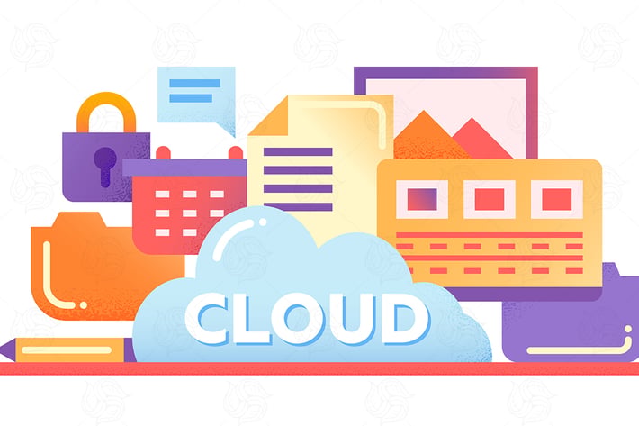Cloud Storage Technology - flat design website