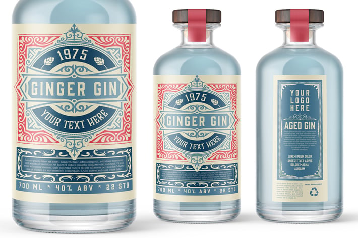 Vintage Gin Label Packaging Layout 