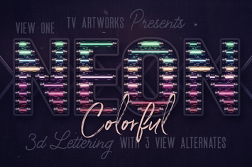 Colorful Neon 3D Lettering View 1