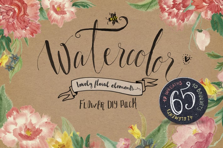 Watercolor flower DIY Pack