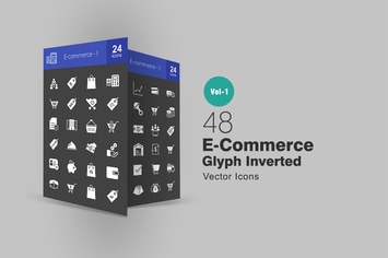 48 Ecommerce Glyph Inverted Icons