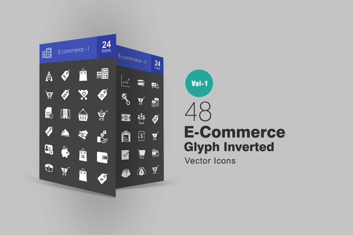 48 Ecommerce Glyph Inverted Icons