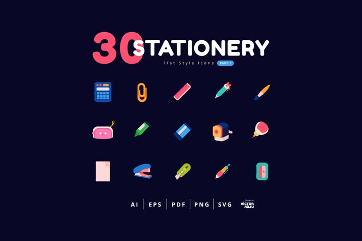Stationery Icons Flat Style - Part 1