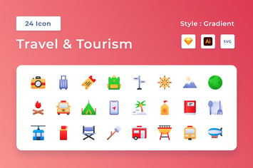 Travel & Tourism Gradient Icon Set