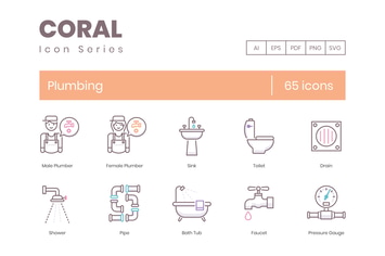 65 Plumbing Line Icons