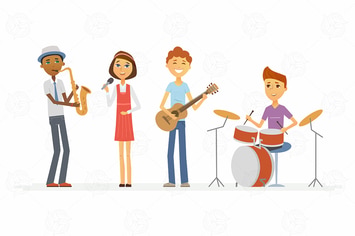 School music band - vector illustration