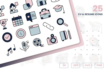 CV And Resume Icons Set