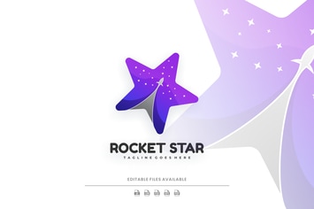 Rocket Star Negative Space Logo