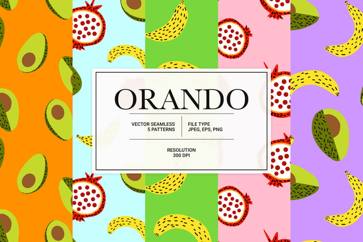 Orando – fancy fruit collection of vector patterns