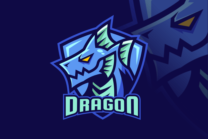Water Element Dragon Fantasy Logo Design