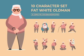 Fat White Old man - Character Set
