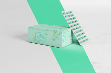 Pills Blister/ Paper Box Mockup