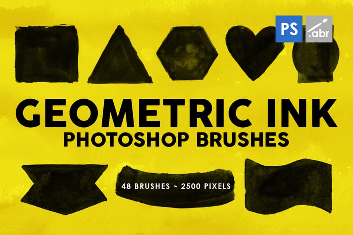 48 Geometric Ink Photoshop Stamp Brushes