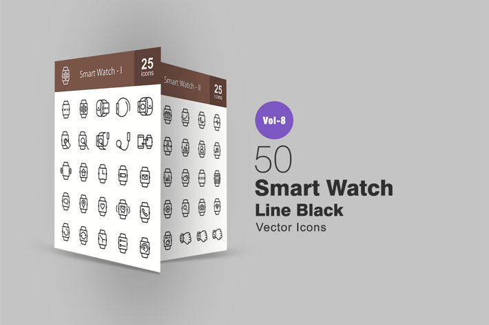 50 Smart Watch Line Icons