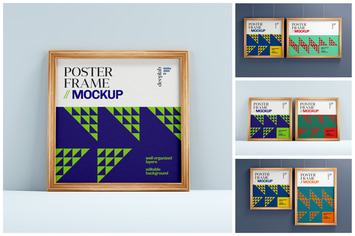 Poster Mockup Set With Wood Frame