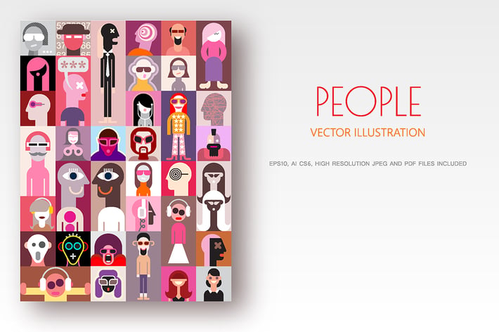 People pop-art collage