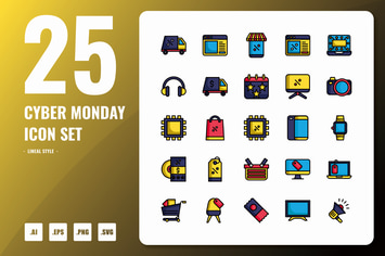 Cyber Monday Lineal Icons