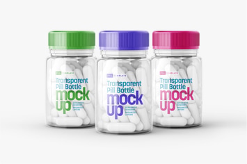 Transparent Pill Bottle Mockup
